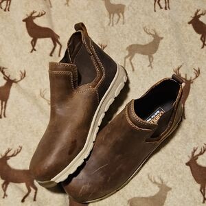 Comfort Leather Slip-On Ankle Booties in Brown